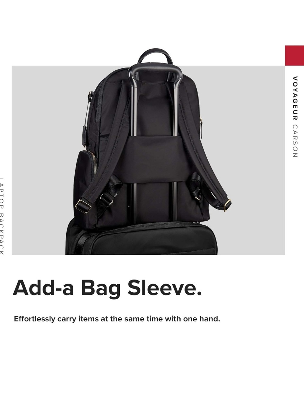 TUMI Voyageur Carson Laptop Backpack, Black With Gold Hardware - Picture 5 of 16